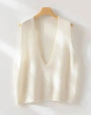 Wool Knit Sleeveless V-Neck Vest