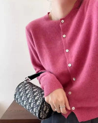 Pure Wool Round-Neck Slim Cardigan
