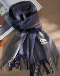 Plaid Wool Fringe Scarf