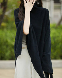 Wool Shawl-Style Mid-Length Sleeveless Pullover