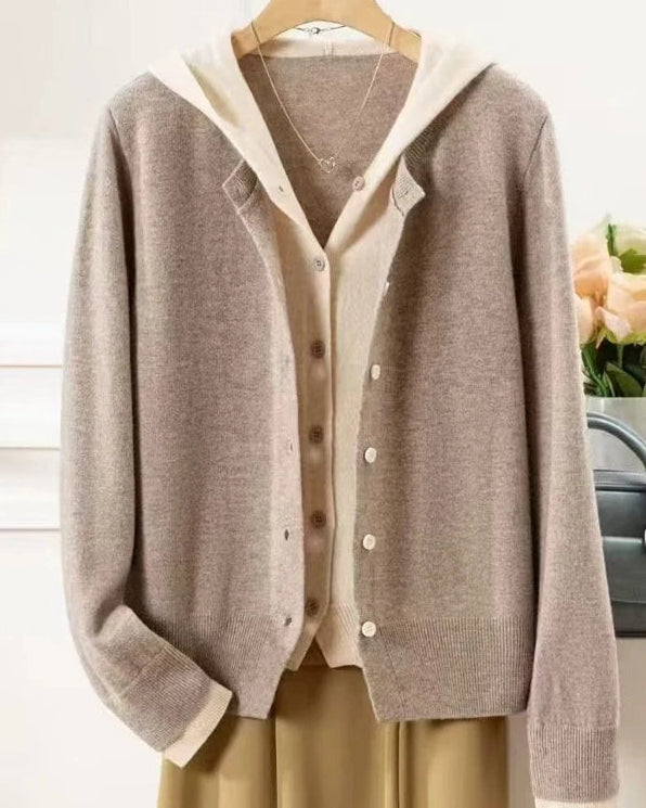 Heavyweight Double-Breasted Cashmere Hooded Cardigan