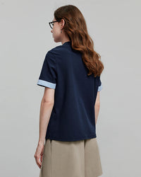 Embroidered Piqué Short Sleeve Top