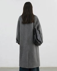 Double-Breasted Wool Blend Long Coat