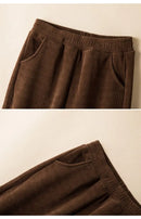 Elastic Waist Corduroy Fleece Wide leg Pants