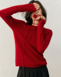 Cashmere Rolled-Up Round Neck Loose Sweater