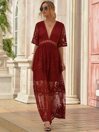 Embroidery Boho Lace Maxi Dress