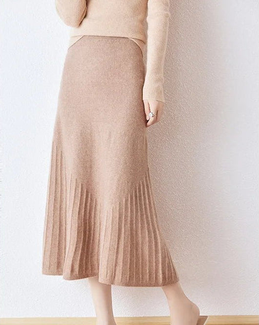 Wool Knitted High Waist A-Line Skirt