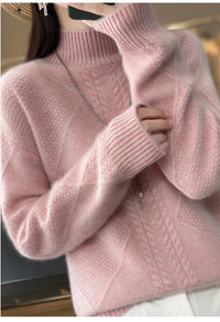 Half High Neck Cashmere Wool Knit Pullover