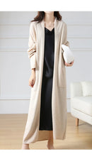 Open Front 100% Merino Wool Long Cardigan