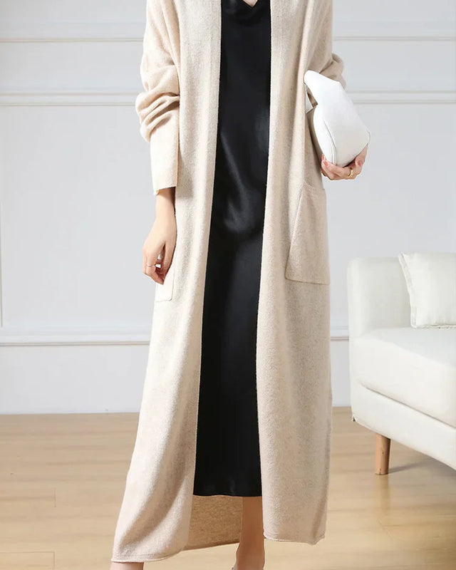 Open Front Merino Wool Long Cardigan