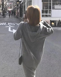 Wool Hooded Straight Sweater Dress