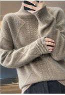 Half High Neck Cashmere Wool Knit Pullover