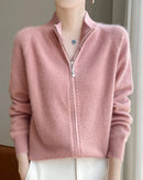 Raglan Merino Wool Zip Cardigan