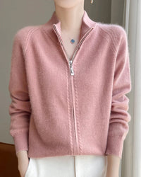 Raglan Merino Wool Zip Cardigan