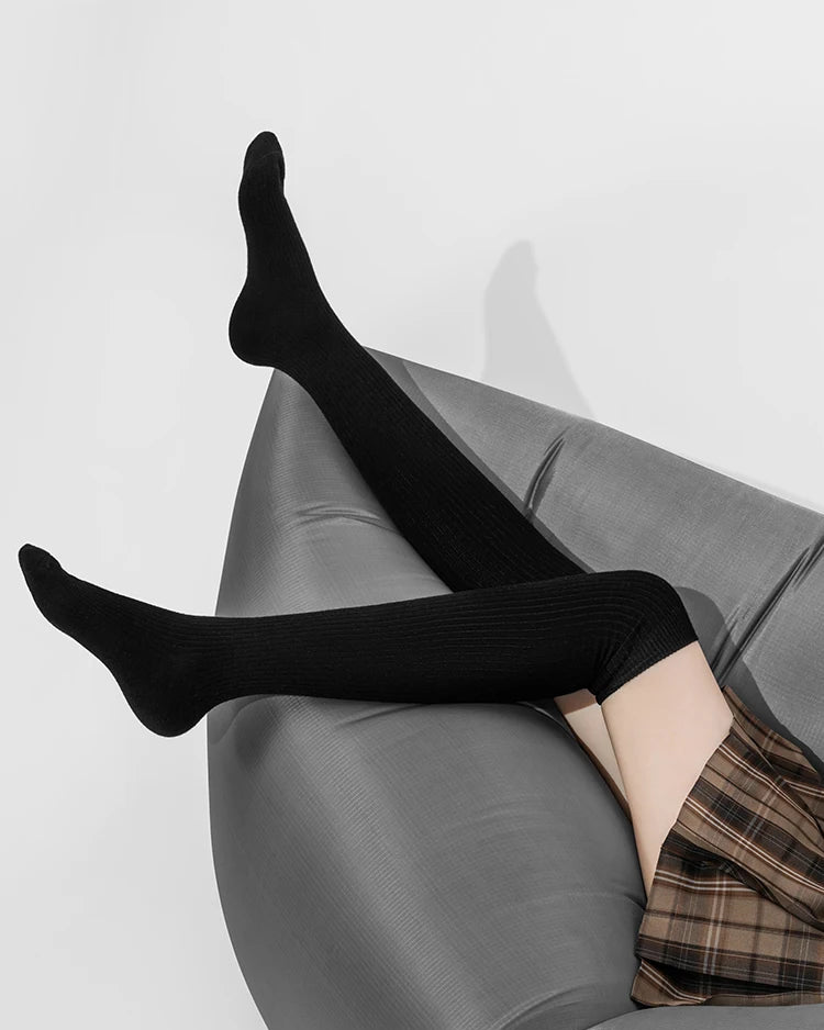 Wool Blend Ribbed Knee-High Socks