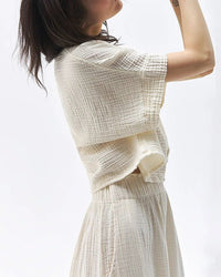 Stylish V-Neck Loose-Fitting Pure Cotton T-Shirt