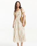 Printed Ruffled Halter-Neck Waist Dress