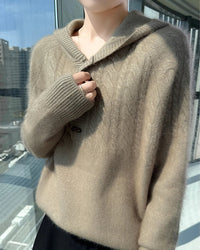 Mink Cashmere Hooded Knit Pullover