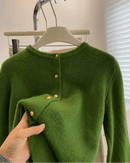 Casual Long-Sleeved Round-Neck Cardigan Sweater