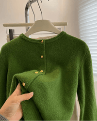 Casual Long-Sleeved Round-Neck Cardigan Sweater