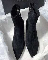 Stylish Pointed-Toe Side Zipper Sock Boots