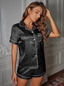 Satin Shorts Pajamas Two Piece Set
