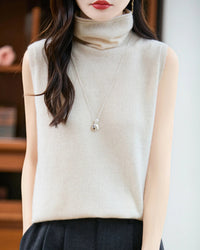 Wool Turtleneck Sleeveless Knit Vest