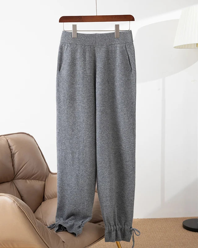 Merino Wool Cuffed Knit Pants