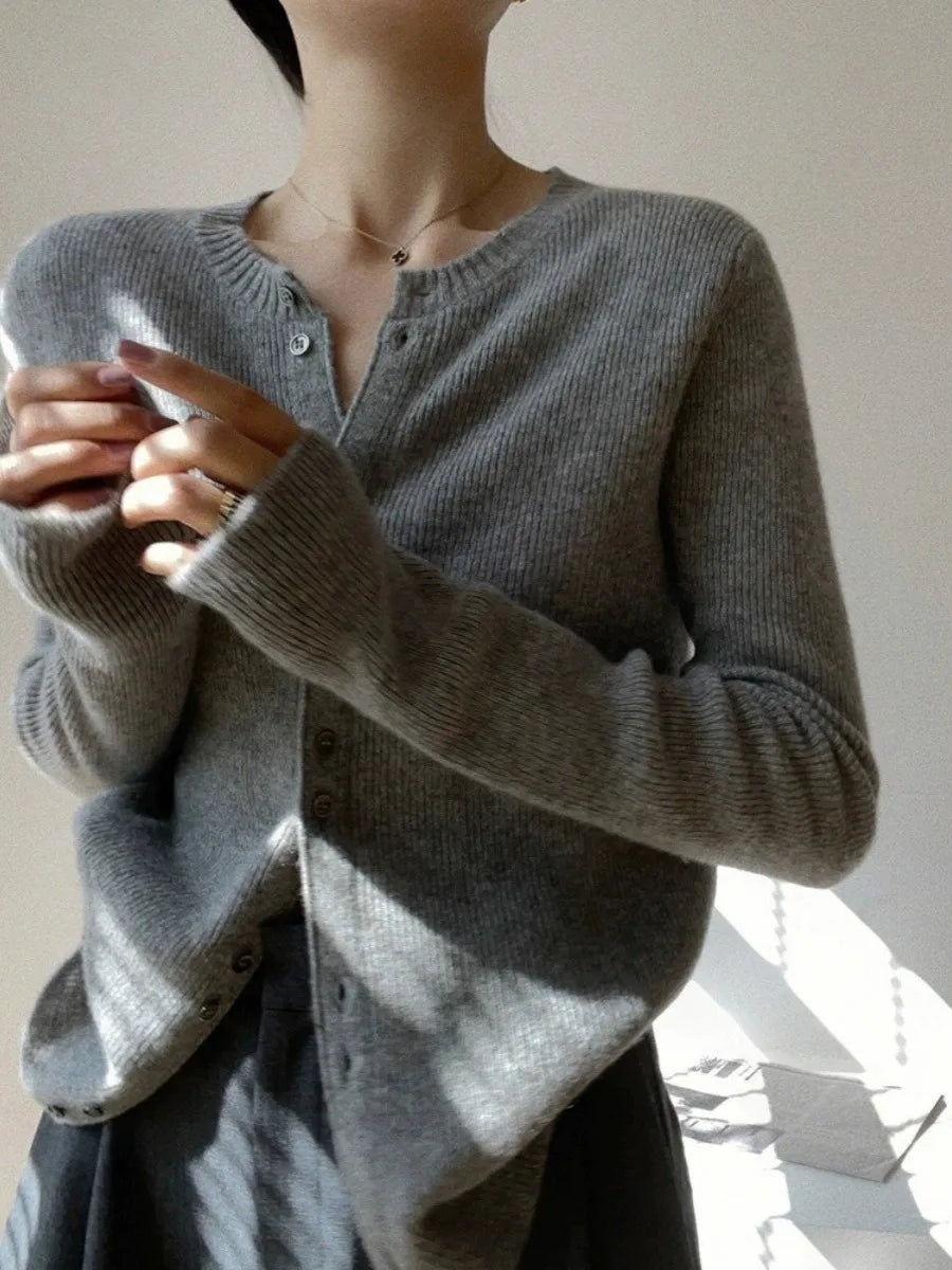 Gentle Herd 100% Wool Round Neck Cardigan