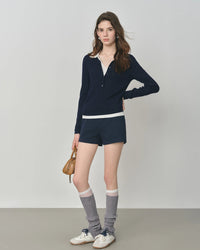 New Style Faux Two-Piece Collared Knit Sweater