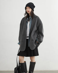 Wool-Blend Double-Breasted Midi Overcoat