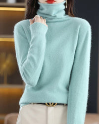 High-Neck Mink Cashmere Pullover Sweater