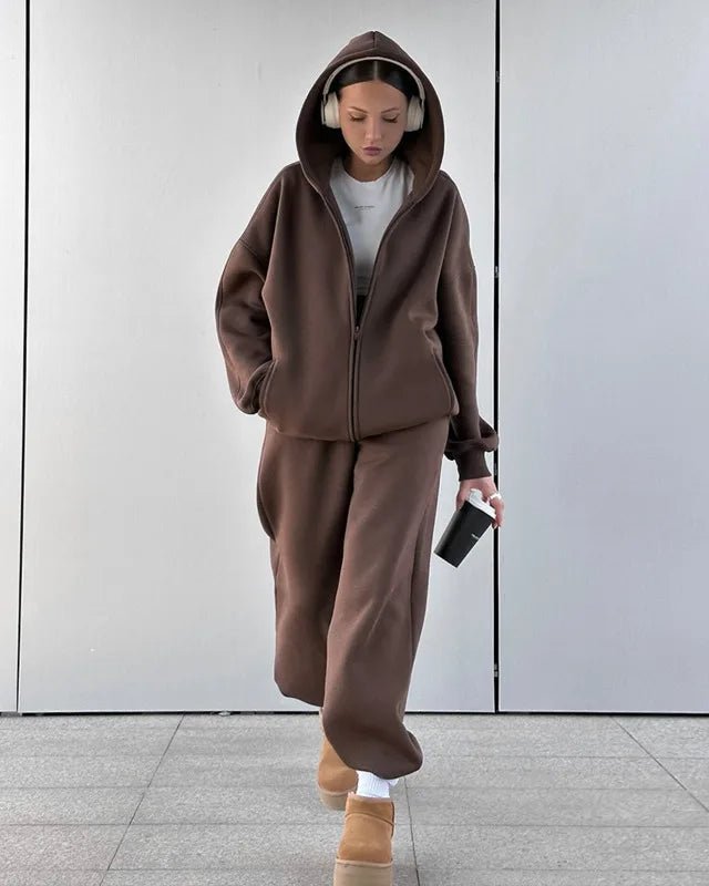 Casual Fleece Hoodie & Pants Set