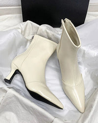 Stylish Pointed-Toe Zipper Chunky Heel Ankle Boots