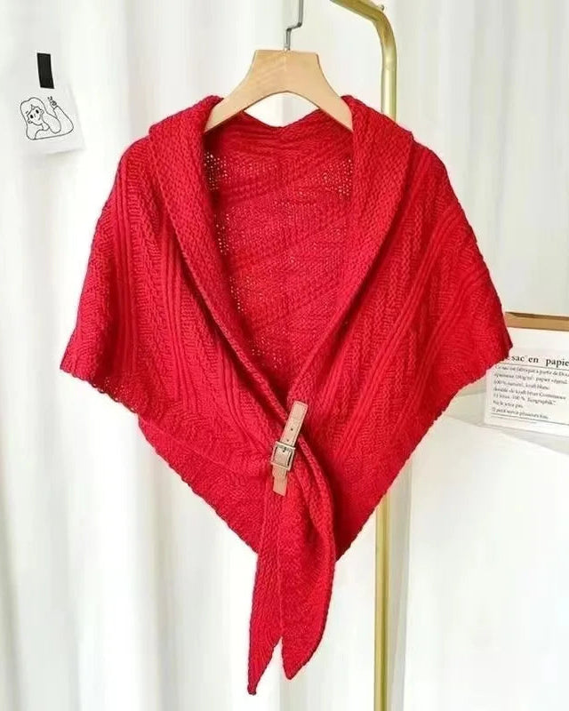 Textured Knit Triangle Shoulder Shawl
