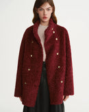 Faux Fur Solid Stand Collar Single-Breasted Loose Thick Coat