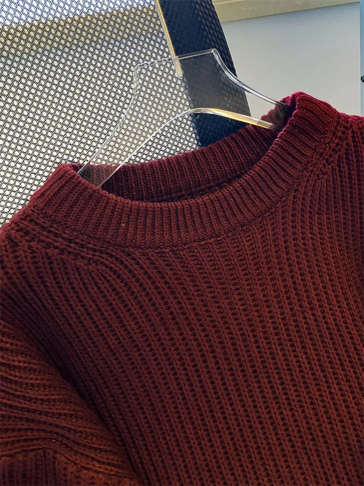 Round-Neck Oversized Knitted Pullover