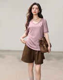High-Waisted A-Line Straight Leg Shorts