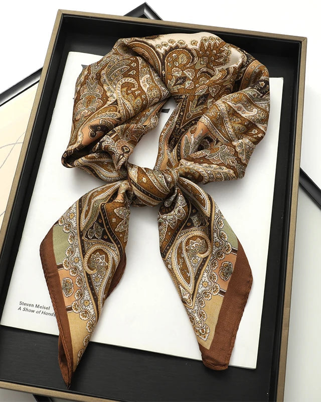 Multifunction Paisley Square Silk Scarf