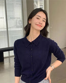 Cashmere Polo Collar Short Cardigan