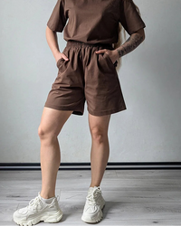Elastic Waist Cotton Knit Shorts