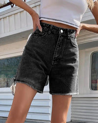 High-Waist Loose Denim Shorts