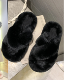 Cross-Strap Plush House Slippers