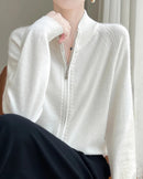 Raglan Merino Wool Zip Cardigan