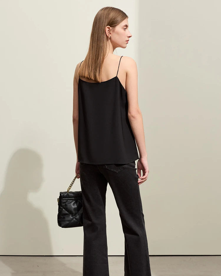 Chiffon Halter-Neck Straight-Cut Tank Top