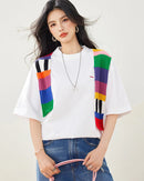 Spliced Crewneck Relaxed Knit Tee