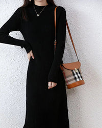 Ribbed Merino Wool Midi Dress