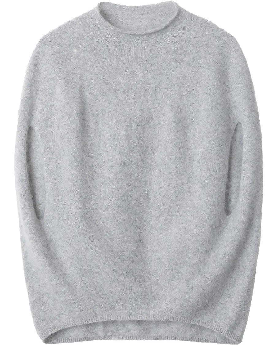 Wool Cashmere Turtleneck Sleeveless Loose Knit Sweater
