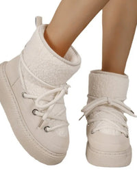 Lace-Up Flannel Mid-Calf Snow Boots