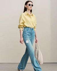 Loose-Fitting Casual Striped Embroidered Shirt
